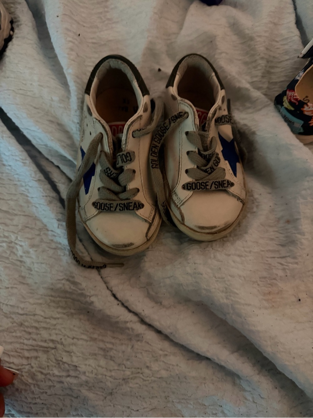 Golden Goose Kids White Sneakers with Blue Star
